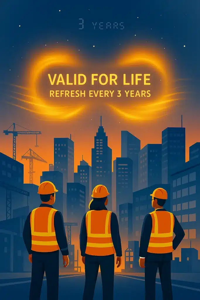Valid for life - refresher is recommended