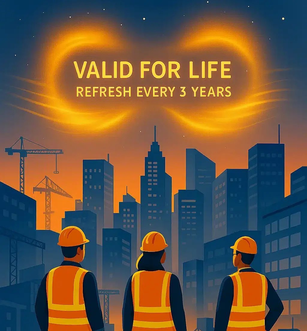 Valid for life - refresher is recommended